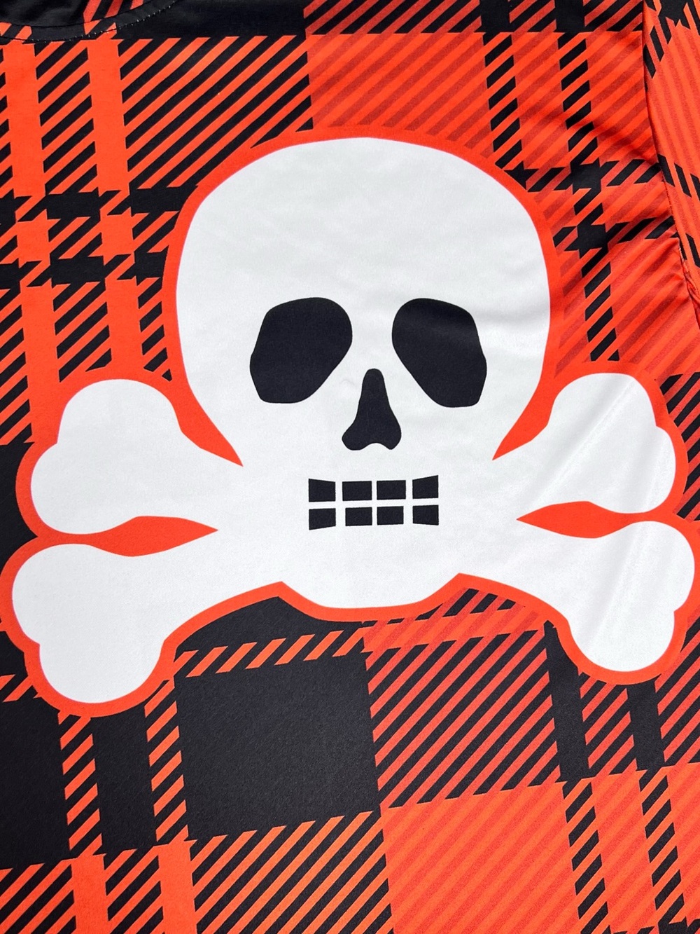 All Hustle Gear Mens Jersey Orange Black Plaid Skull Crossbones Fitz 6 Size 2XL - Picture 8 of 8